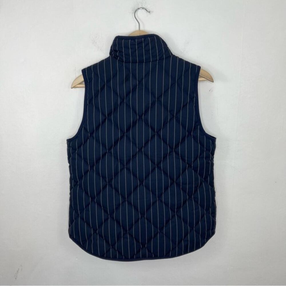 J. Crew Excursion Puffer Vest Navy White Pinstripe Quilted Down Size Small - Picture 4 of 13